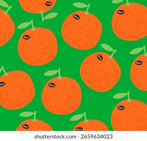  hand drawn oranges fruits pattern. Vector modern botanical illustration. 