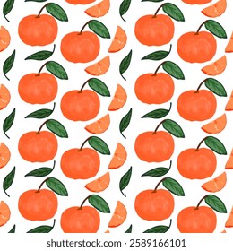 Hand Drawn oranges Seamless Pattern