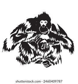 hand drawn orangutan silhouette vector, orangutan icon