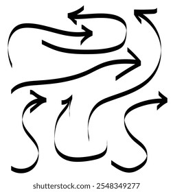 Conjunto de flecha orgánica dibujada a mano. Conjunto de iconos de vector de flecha dibujado a mano. Ilustración vectorial