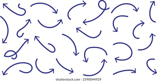 Hand drawn organic arrow set. Hand drawn arrow vector icons set. sketch arrow design for business plan and education. Isolated vector arrows, hand drawn on a white background