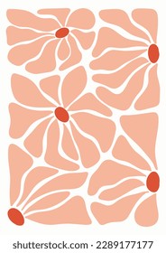 Hand drawn organic cut out flowers in modern style abstract background with colorful illustration. Wall poster by henri matisse style