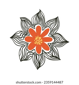 Hand drawn organic flower decoration. Vector isolated on white background.