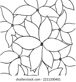 Hand drawn, organic flower with seamless repeating pattern of leaves as background, banner, template, etc. Randomly placed