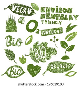Hand drawn Organic food labels and elements