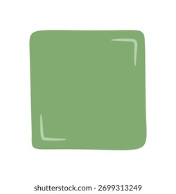 Marco de parche verde orgánico dibujado a mano con forma cuadrada y borde únicos. Fondo de tarjeta como Plantilla para texto o elemento de diseño de rectángulo en estilo de tarjeta moderna.