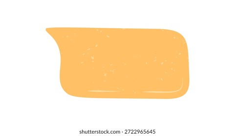 Handgezeichnete organische Grunge-Sprechblase mit rauem Rechteck-Patch als leerer Chat-Message-Sticker. Subtile Textur und Patchform, ideal für abstrakte Dialogfelder, spielerische Botschaften oder Kommunikation