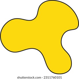 Hand drawn organic irregular blob shapes. Yellow editable abstract fluid vector shape.
