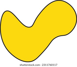 Formas de blobs irregulares orgánicas dibujadas a mano. Forma de vector de fluido abstracto amarillento editable.