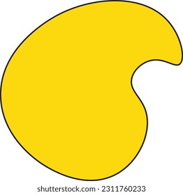 Hand drawn organic irregular blob shapes. Yellow editable abstract fluid vector shape.