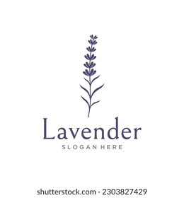 Diseño del logo de la flor de lavanda orgánica dibujado a mano.Logo para cosméticos, belleza, té, aceite, hierbas.