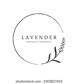 Hand drawn organic lavender flower logo design.Logo for cosmetic, beauty,tea,oil,herbal.