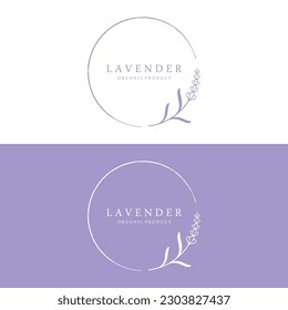 Hand drawn organic lavender flower logo design.Logo for cosmetic, beauty,tea,oil,herbal.