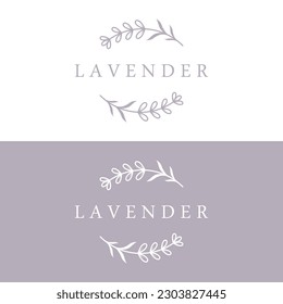 Diseño del logo de la flor de lavanda orgánica dibujado a mano.Logo para cosméticos, belleza, té, aceite, hierbas.