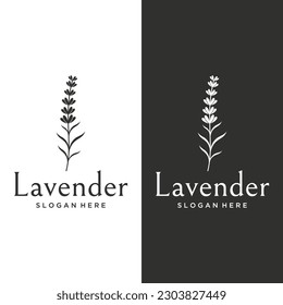 Hand drawn organic lavender flower logo design.Logo for cosmetic, beauty,tea,oil,herbal.