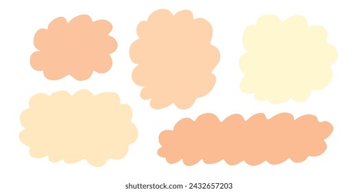 Hand drawn organic peach fuzz shapes set for social media stories. Quote minimalist frames blank template set. Isolated text box.