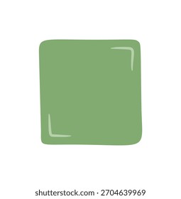 Marco de cita orgánica dibujado a mano en verde con forma cuadrada. Diseño de tarjeta en blanco como fondo de caja de texto doodle. Rectángulo de mensaje para nota creativa o concepto de tarjeta con estilo.