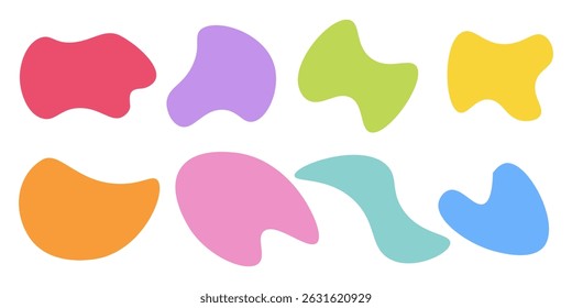 Hand drawn organic rectangle frames. Abstract doodle liquid shapes. Organic free flat blobs. Irregular fluid bubbles. Empty text box.