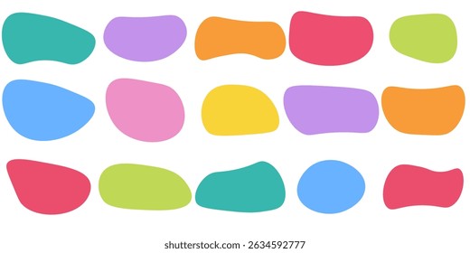 Hand drawn organic rectangle frames. Abstract doodle liquid shapes. Organic free flat blobs. Irregular fluid bubbles. Empty text box. 
