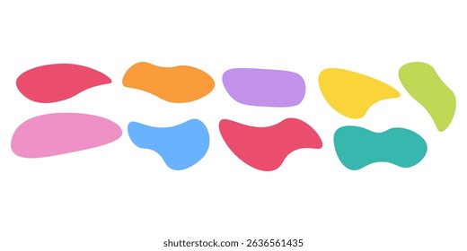 Hand drawn organic rectangle frames. Abstract doodle liquid shapes. Organic free flat blobs. Irregular fluid bubbles. Empty text box. Vector illustration isolated on white background.