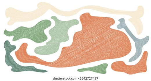Hand drawn organic rectangle frames. Abstract doodle liquid shapes. Organic free flat blobs. Irregular fluid bubbles. Empty text box. Vector illustration isolated on white background