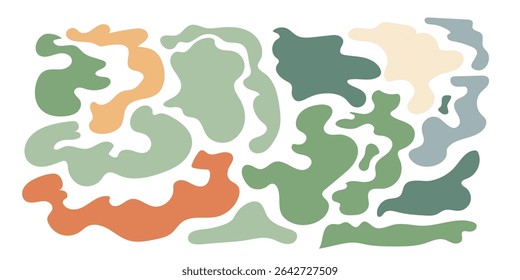 Hand drawn organic rectangle frames. Abstract doodle liquid shapes. Organic free flat blobs. Irregular fluid bubbles. Empty text box. Vector illustration isolated on white background