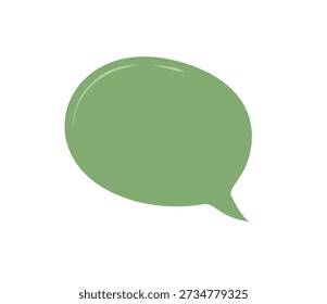 Hand drawn organic round speech sticker doodle box in soft green. Chat bubble shape brings a playful message and talk element, with cartoon balloon style and unique sticker accent.