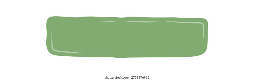 Hand drawn organic shape with wavy edge as a sticker patch. Green rectangle quote label serves as a banner or badge and provides playful doodle background for text or message.