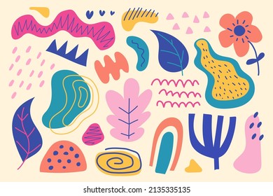 Hand drawn organic shapes abstract background. Vector illustration