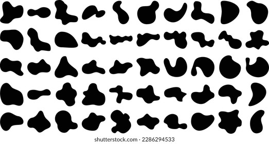 Hand Drawn Organic Shapes Liquid and fluid shape Black symbol Set 50