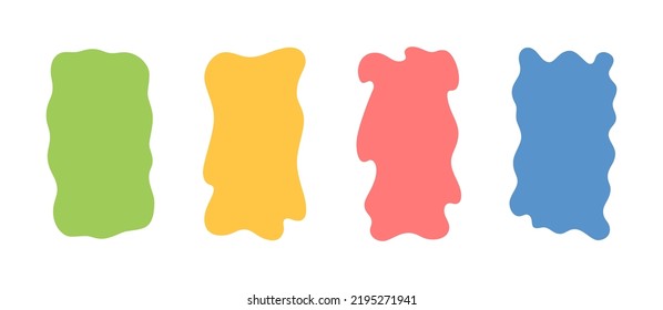 Hand drawn organic shapes set for social media stories. Quote minimalist frames blank template set. Isolated text box. Color empty speech bubble blobs. Vector illustration on white background.