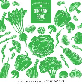 hand drawn organic vegetable food illustration drawing