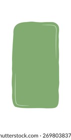 Retângulo ondulado orgânico desenhado à mão com caixa de texto e forma de quadro, perfeito como aspas ou caixa de fala. A forma de blob verde fornece um plano de fundo abstrato para design de rótulo, patch ou banner.