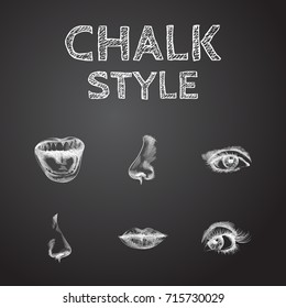 Hand Drawn Organs Sketches Set. Collection Of Eyelash, Eyeball, Sniff And Other Sketch Elements.