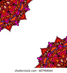 Hand drawn oriental ornamental ethnic lace card background for t shirt design, vintage card, party invitation, yoga poster, fashion neckerchief, scarf, brochures, gift album, scrapbook etc