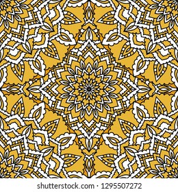 Hand drawn oriental ornamental lace seamless pattern for design t-shirt, birthday card, modern party invitation, textile, wrapping paper, store seasonal sale advertising, bag print etc.