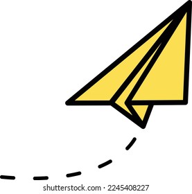 Hand drawn origami airplane illustration, vector
