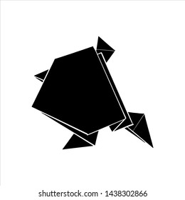 Hand drawn origami vector illustration. Black silhouetted figure of toad on white background. Paper folding art. Perfect for icon or logo.