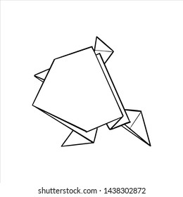 Hand drawn origami vector illustration. Black contoured figure of toad on white background. Paper folding art. Perfect for icon or logo.