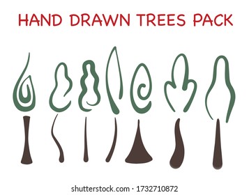 Hand drawn original line trees pack