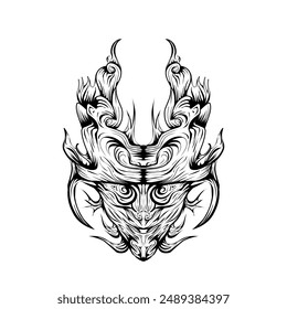 hand drawn ornament demon tattoo