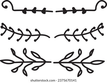 Hand drawn ornament divider collection, hand drawn clipart, borders clipart design element, doodle dividers, hand drawn line borders, leaf design, vintage ornaments, decorament element