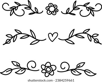 Hand drawn ornament divider collection, hand drawn clipart, borders clipart design element, doodle dividers, hand drawn line borders, leaf design, vintage ornaments, decorament element