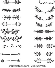 Hand drawn ornament divider collection, hand drawn clipart, borders clipart design element, doodle dividers, hand drawn line borders, leaf design, vintage ornaments, decorament element