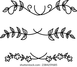 Hand drawn ornament divider collection, hand drawn clipart, borders clipart design element, doodle dividers, hand drawn line borders, leaf design, vintage ornaments, decorament element