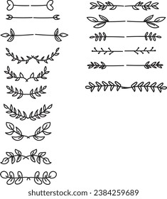 Hand drawn ornament divider collection, hand drawn clipart, borders clipart design element, doodle dividers, hand drawn line borders, leaf design, vintage ornaments, decorament element