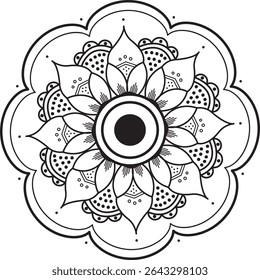 hand drawn ornament Mandala Symmetry. Circular pattern in form of mandala, tattoo, decoration