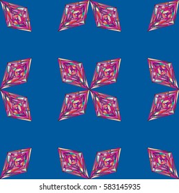 Hand drawn ornament pattern. Vector geometric colorful seamless background. Abstract rhombus texture for wallpaper, wrapping, textile design, fabric.