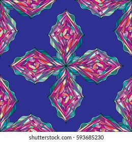 Hand drawn ornament pattern. Vector geometric tracery seamless background. Abstract cross texture for wallpaper, wrapping, textile design, fabric.