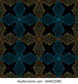 Hand drawn ornament pattern. Vector geometric tracery seamless background. Abstract texture for wallpaper, wrapping, textile design, fabric.